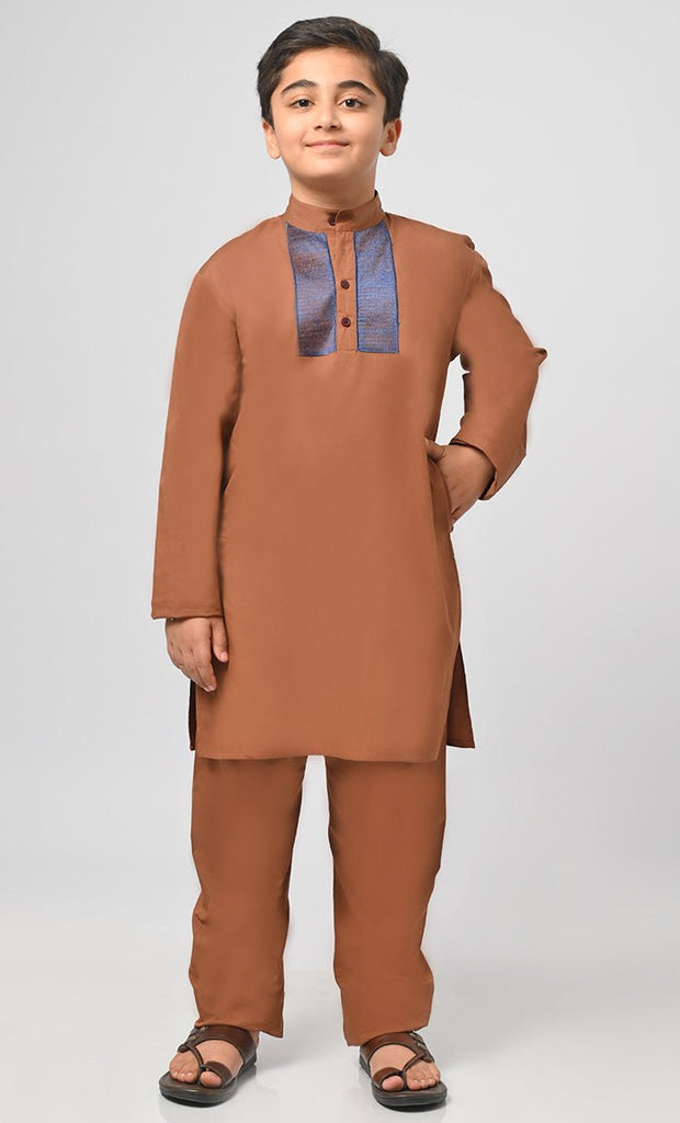 Ayaan Muslim Boys Poplin Kurta Pajama Set - saltykissesboutique.com