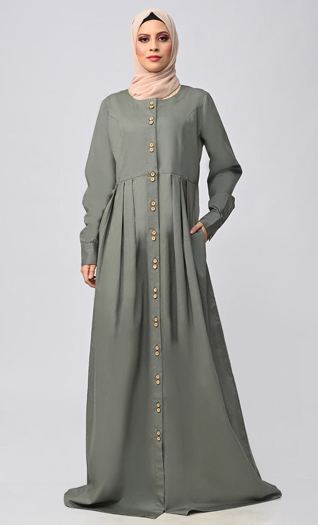 Buy Cotton Twill Button Down Abaya With Pockets - saltykissesboutique.com