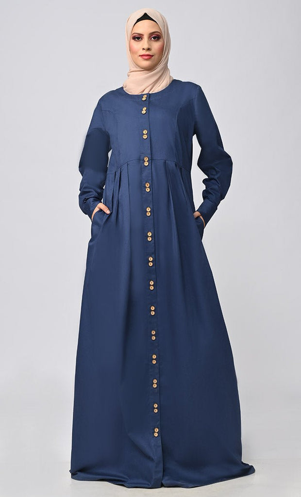 Buy Cotton Twill Button Down Abaya With Pockets - saltykissesboutique.com