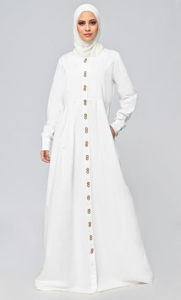 Buy Cotton Twill Button Down Abaya With Pockets - saltykissesboutique.com
