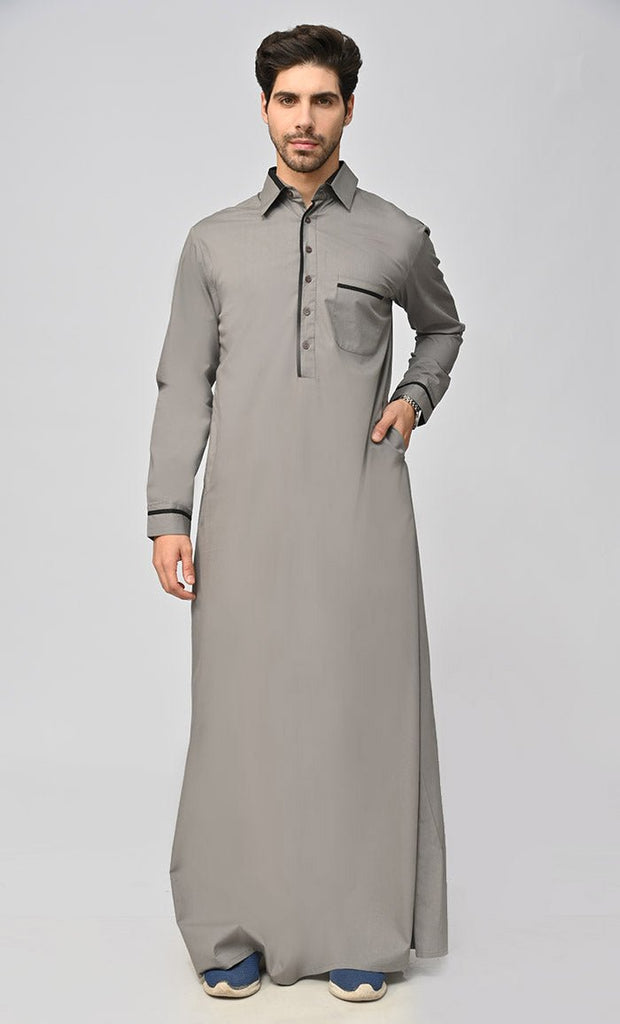 Buy Mens Dubai Detailing Thobe/Jubba With Pockets - saltykissesboutique.com