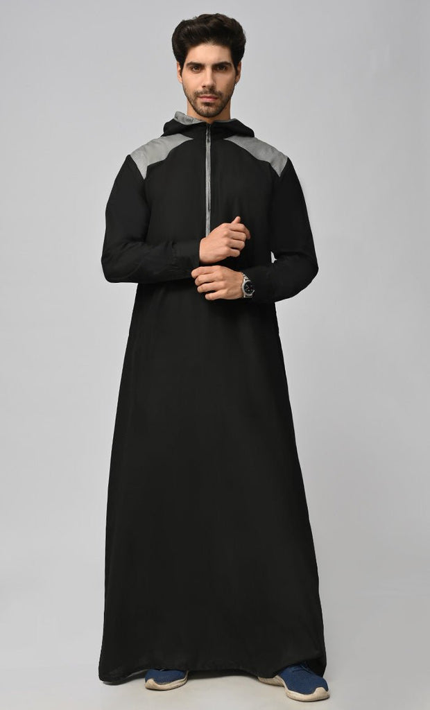 Buy Mens Islamic Sporty Thobe/Jubba With Pockets And Hood - saltykissesboutique.com