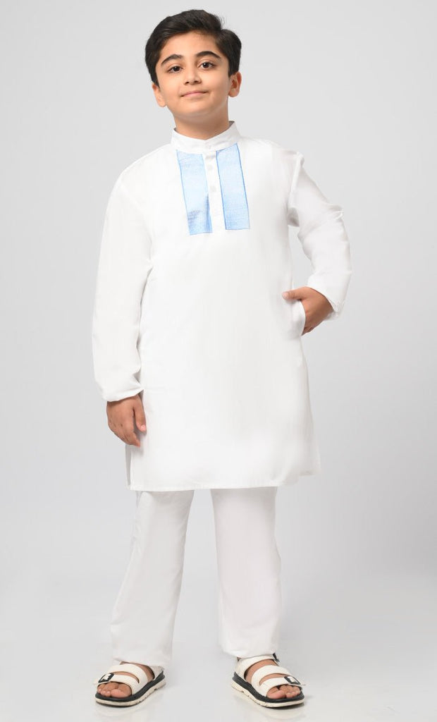 Farhan Muslim Boys Poplin Kurta Pajama Set - saltykissesboutique.com