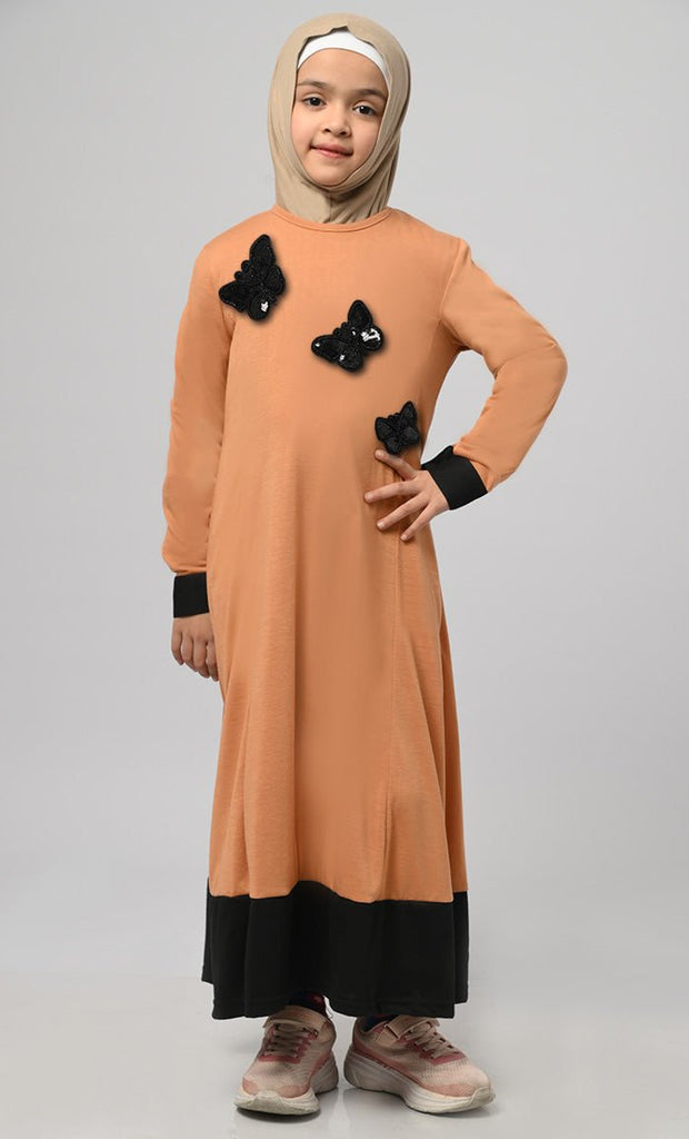 Girl'S Modest Muslim Sand Everyday Wear Abaya - saltykissesboutique.com