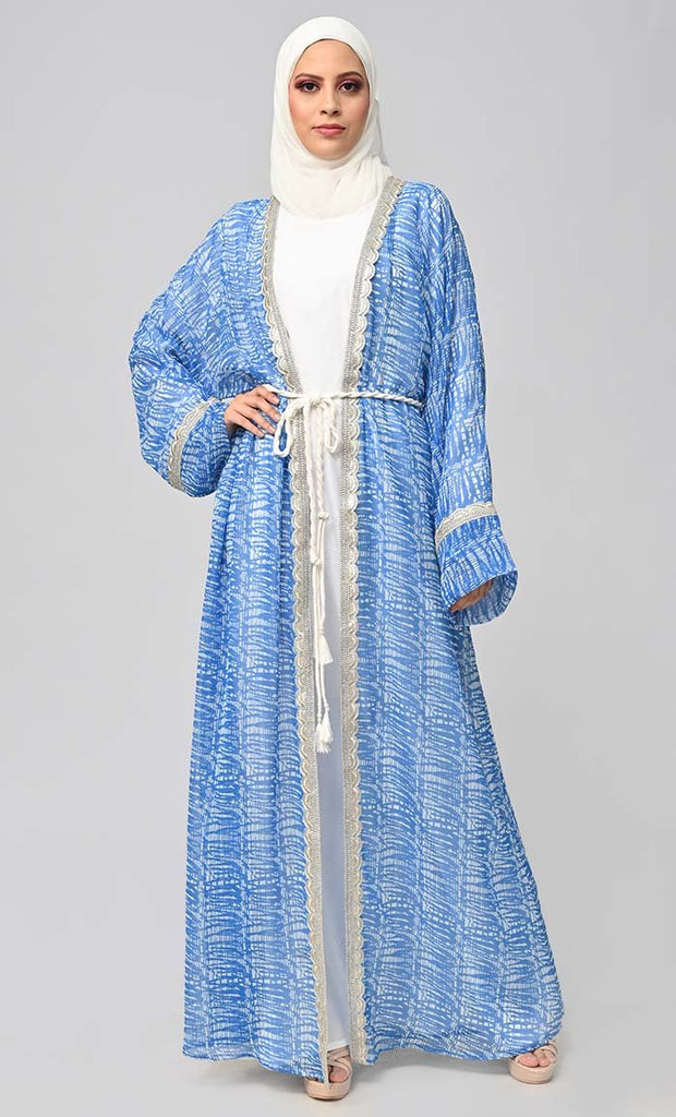 Majestic Fusion: Islamic Printed Bisht Abaya With Inner Elegance - saltykissesboutique.com