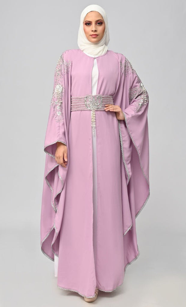 New Islamic Butterfly Cut Embroidered Kaftan Style Abaya - saltykissesboutique.com