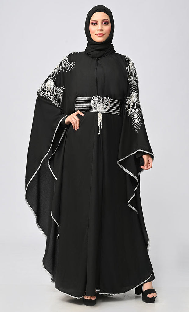 New Islamic Butterfly Cut Embroidered Kaftan Style Abaya - saltykissesboutique.com