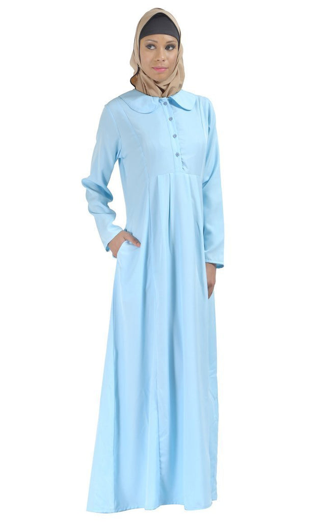 Peter Pan Collared Shirt Style Casual Wear Abaya Dress - saltykissesboutique.com