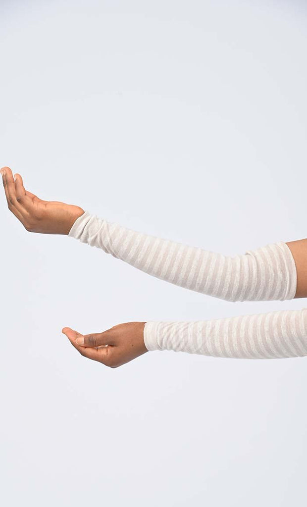 Sand And White Stripe Knitted Hand Cover Sleeves - saltykissesboutique.com