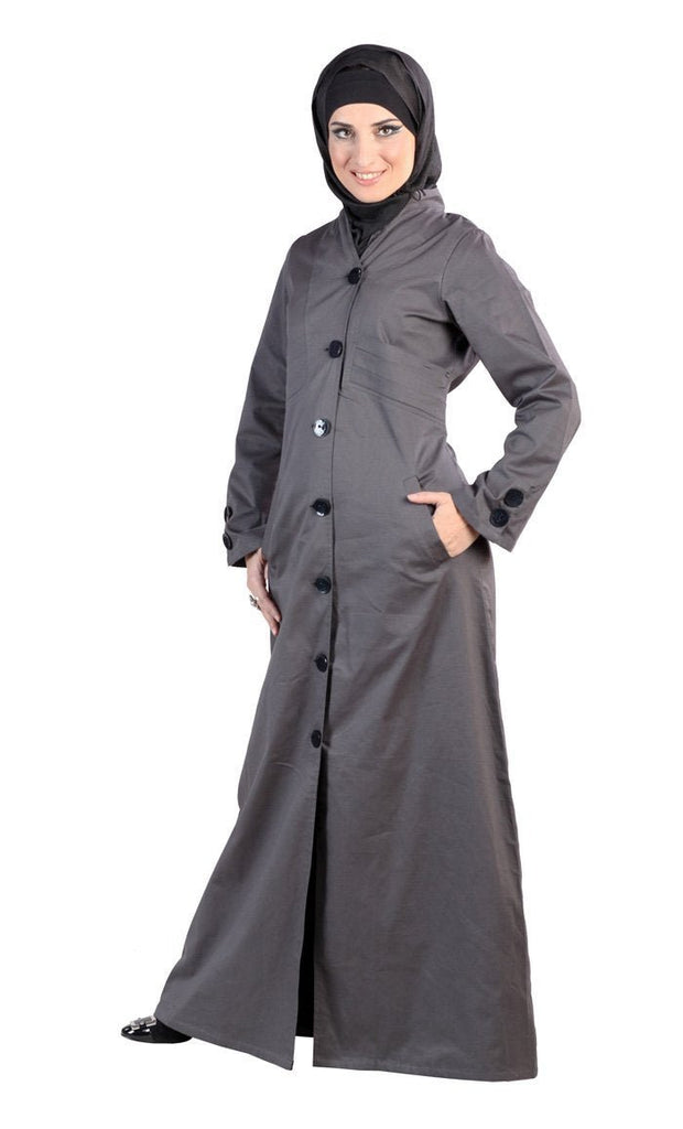 Trench Coat Style Button Down Abaya Dress - saltykissesboutique.com