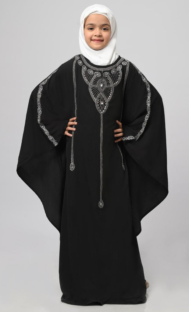 Zara Girl'S Modest Muslim Embroidered Kaftan - saltykissesboutique.com