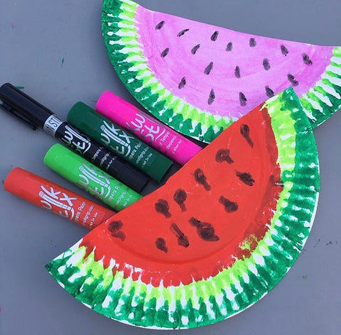 watermelon paper plate at home crafts with kwik stix