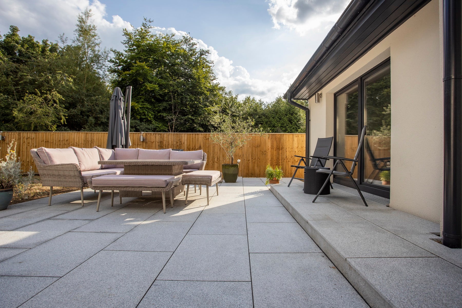 silver grey granite paving patio 