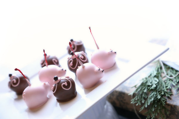 Chocolate Covered Pink Piggies Gift Box Delivered for Valentine's Day from The Cordial Cherry
