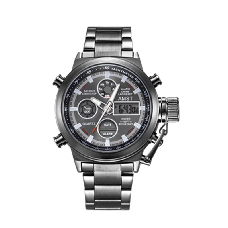 YSYH New Men's Wristwatch Clock Digital Dual Display Watch Male Multi-function Quartz Clock 50M Waterproof Chronograph