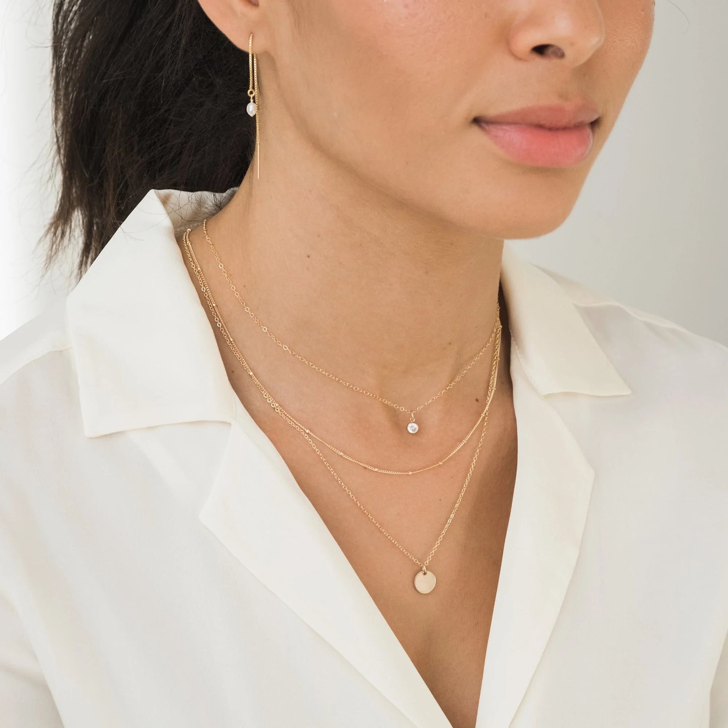 Pearl Drop Threader Earrings