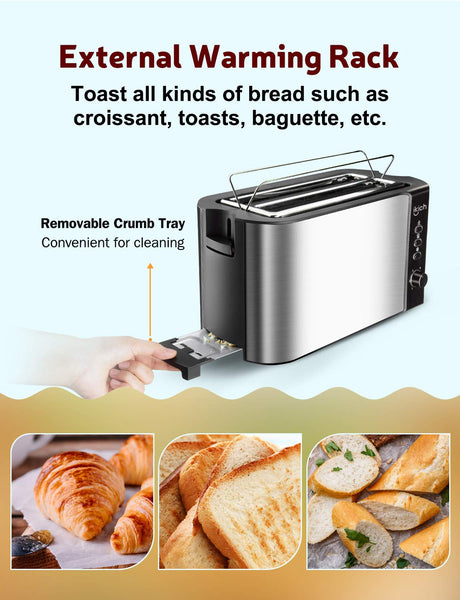 Warming Rack Toaster 2 Long Slot Stainless Steel Toaster 4 Slice 6 Browning S 