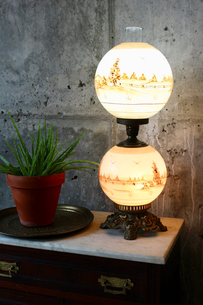 Handpainted vintage globe lamp
