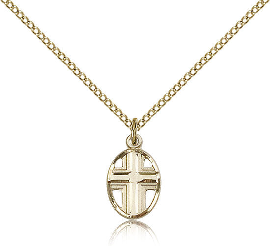 Gold Filled Cross Medal with Chain Pendant