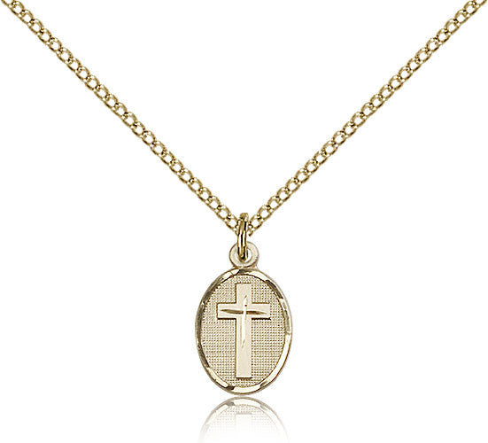 Gold Filled Cross Medal with Chain Pendant