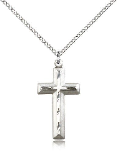 Sterling Silver Cross Medal with Chain Pendant