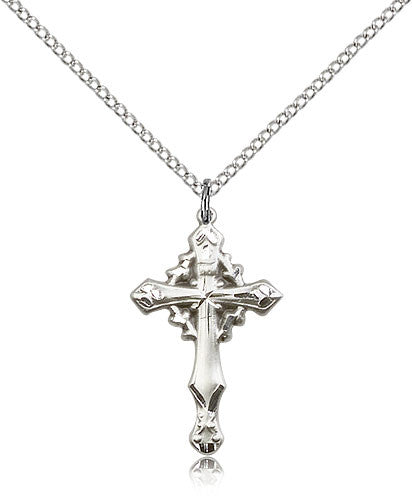 Sterling Silver Cross Medal with Chain Pendant