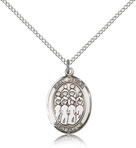 Sterling Silver St. Cecilia Choir Medal with Chain Pendant