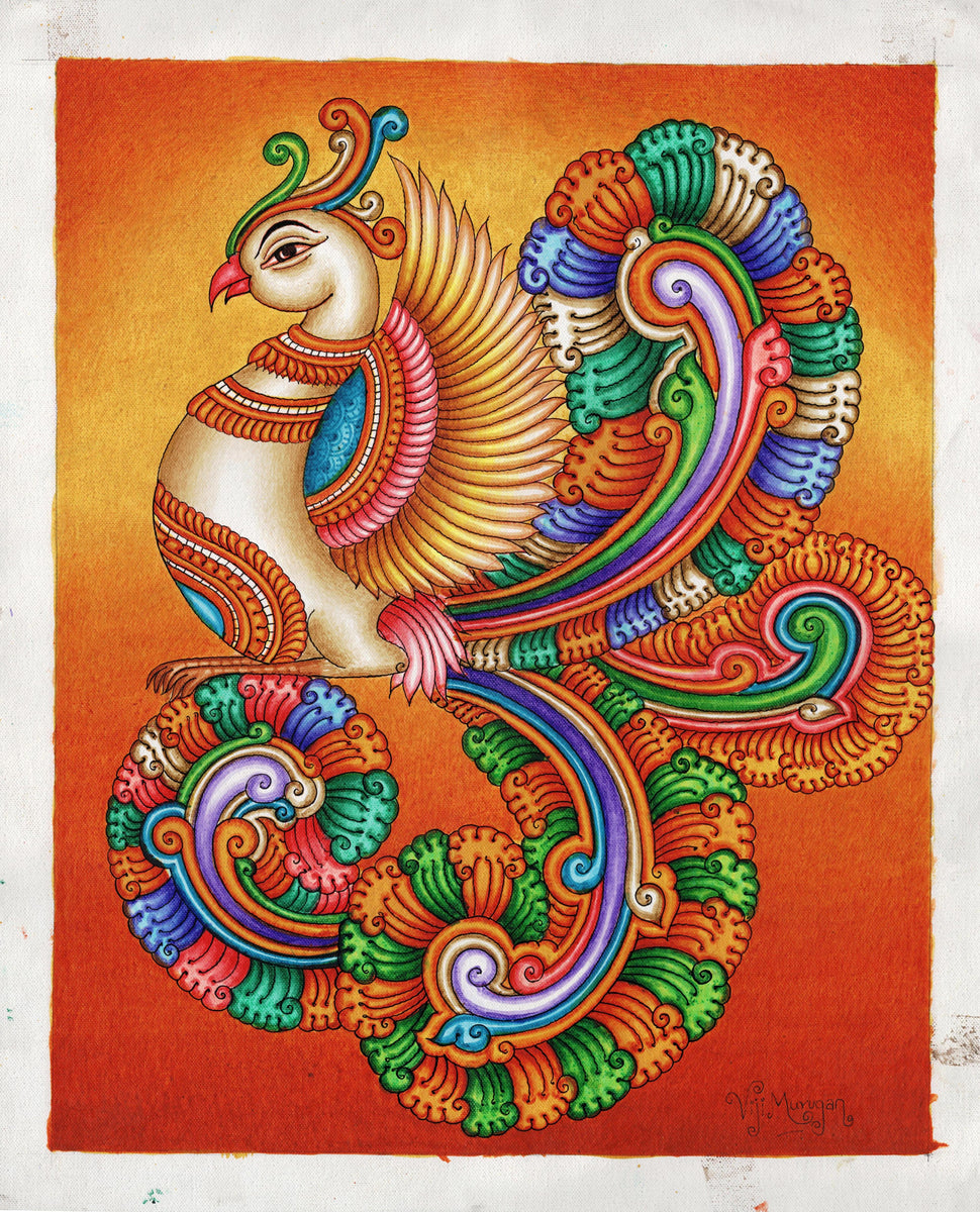 Kerala Mural Swan Art Handmade South India Nature Bird Ethnic ...