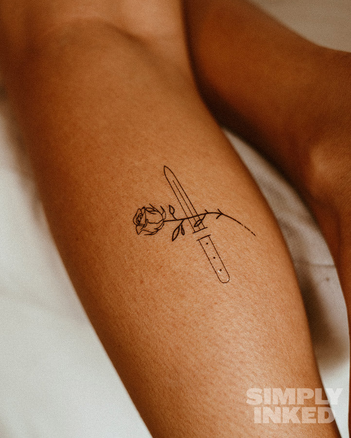 NEW Minimal Rose & Dagger Tattoo – Simply Inked