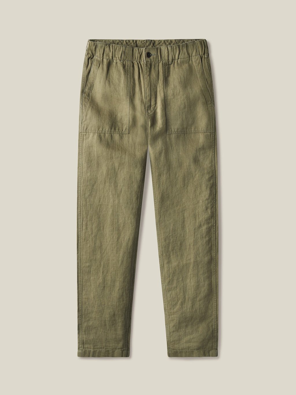 Olive Herringbone Loomed Linen Fatigue Pant - Buck Mason- Modern