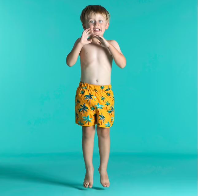 Yellow Palm tree-print swim shorts Farfetch Boys Sport & Swimwear Swimwear Swim Shorts 