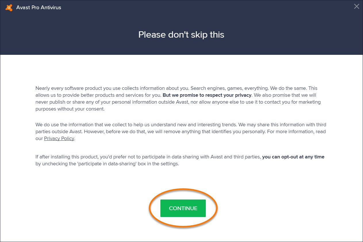 6 - Avast Antivirus Pro Instalaltion Privacy Policy - Antivirussale