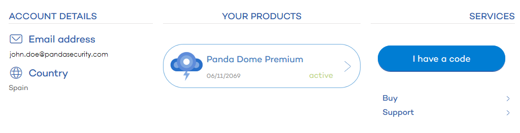 Enter activation code Panda Dome