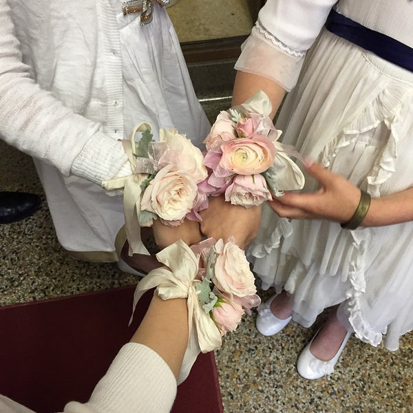 wrist corsage with ribbon tie