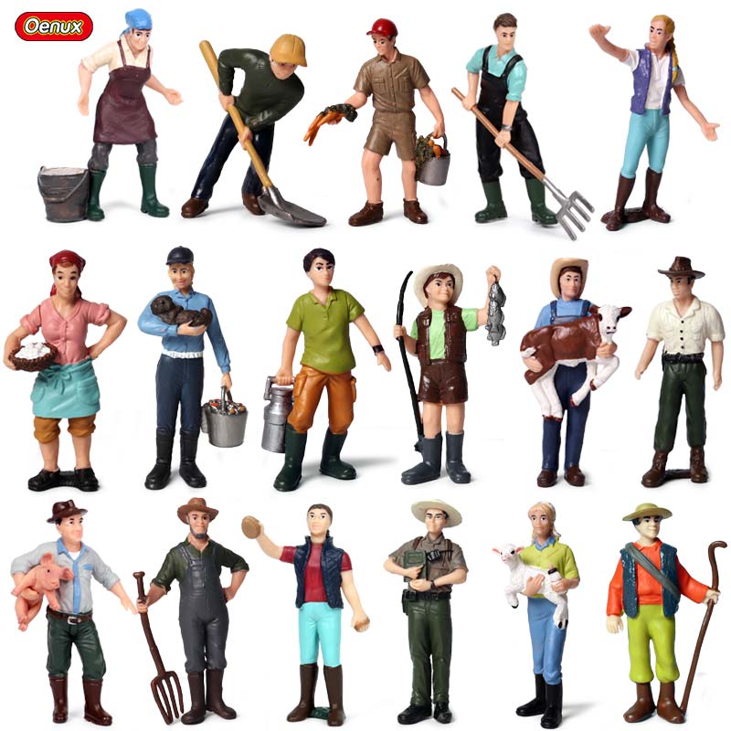 2pcs Simulation Farmer Model Figurine Educational Toy Gift for Kids Children 