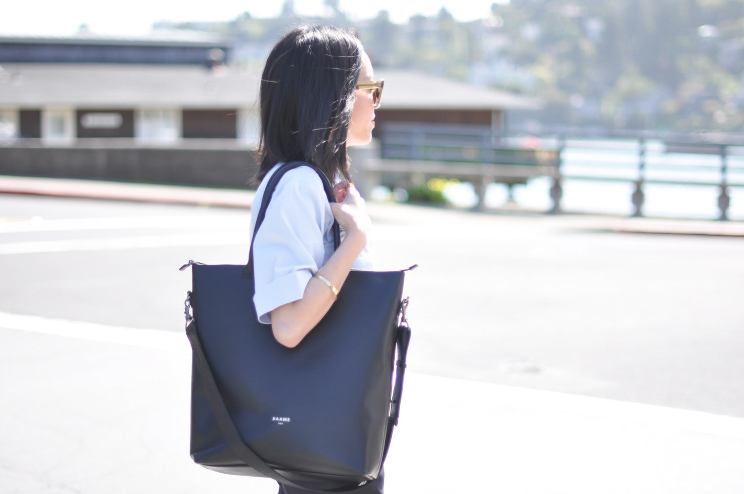 9to5Chic with leather laptop tote