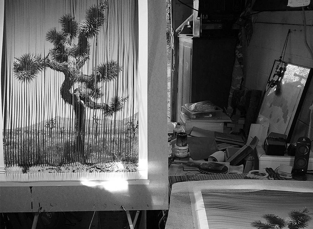 thinly cut photographic prints about to be woven for fernando bengoechea
