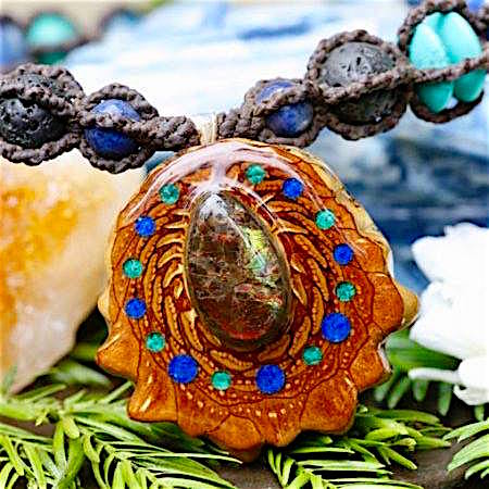 Third Eye Pinecones Lapis Malachite Pendant