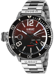 U-Boat Watch Sommerso Ghiera Ceramica Nera Quadrante Bordeaux Bracelet 9521/MT