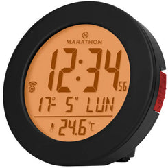 Marathon Clock Atomic Alarm Black CL030078-BK-RD-EU1