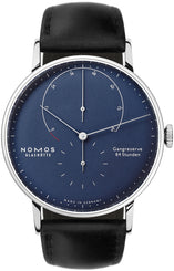 Nomos Glashutte Watch Lambda White Gold Deep Blue Sapphire Crystal 935