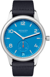 Nomos Glashutte Watch Club Automat Datum Signalblau Sapphire Crystal 777