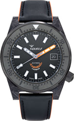 Squale Watch T183 Orange Forged Carbon T183FCOR.CINLEATHB
