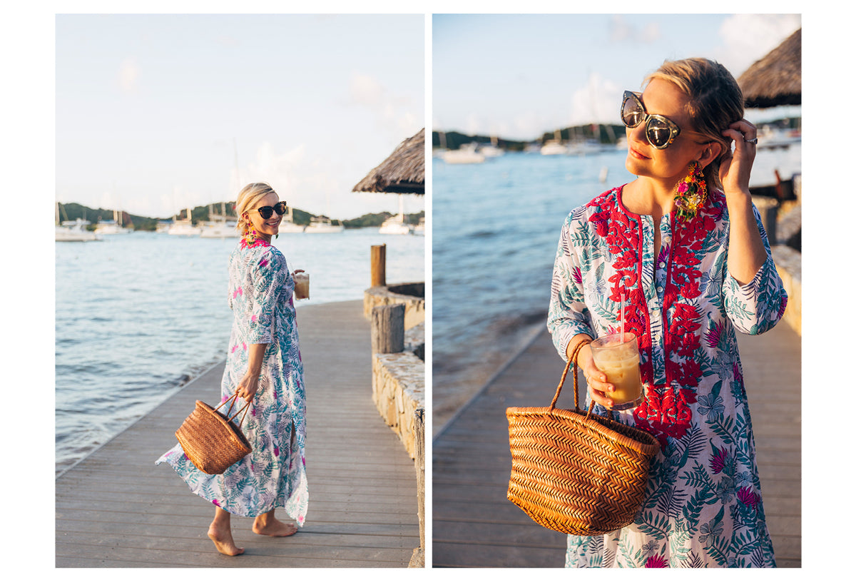 I wore these earrings almost every night. They’re the jewelry equivalent of a flower in you hair. Paired with this special tunic thrown right over my bathing suit, I was ready for dinner at the Bitter End Yacht Club in no time.