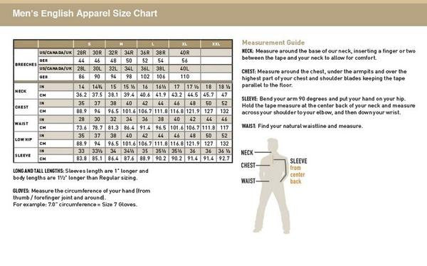 Ariat Jacket Size Chart