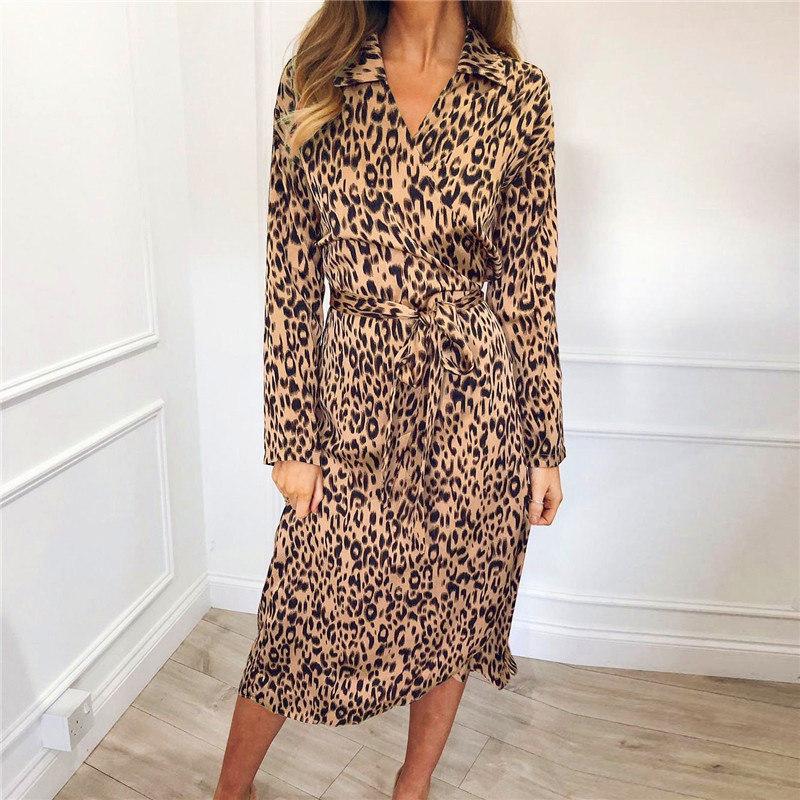 khaki leopard print shirt dress