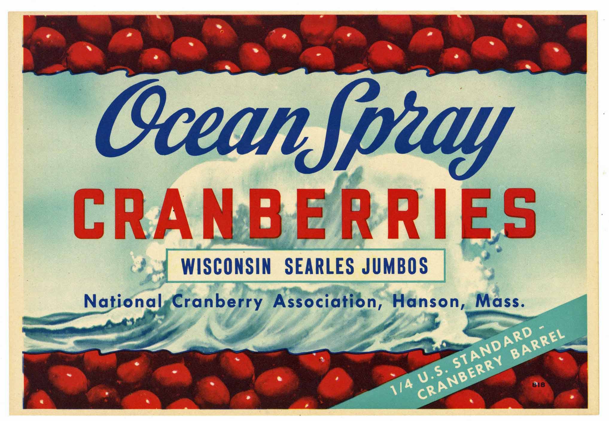 ORIGINAL 1930S CRANBERRY CRATE LABEL MISTLETOE CHRISTMAS CAPE COD CHICAGO NYC