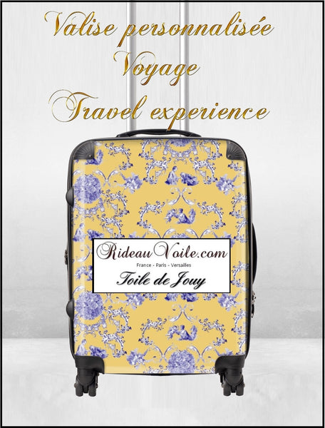 valise à roulette voyage personnalisée motif design Toile de Jouy french pattern 