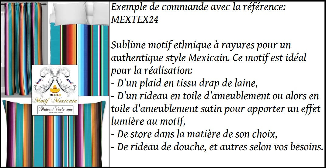 Rideauvoile.com boutique luxe haut gamme tissu ameublement toile de jouy motif mexicain échantillon