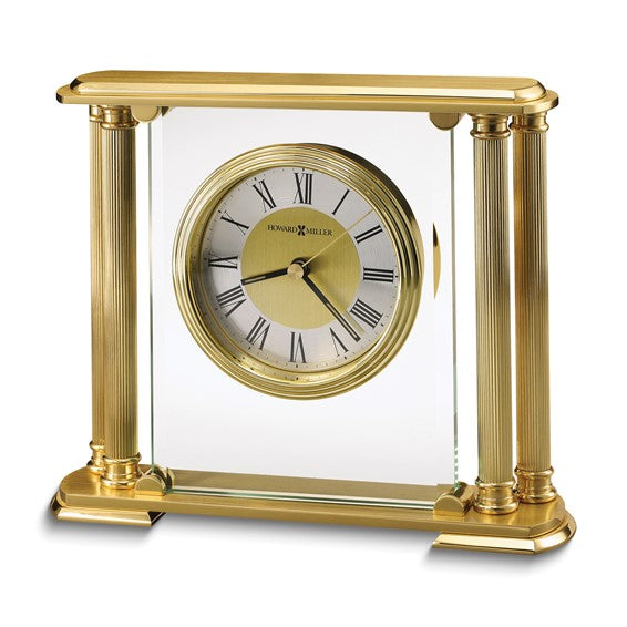 Howard Miller Athens Brass and Beveled Glass Quartz Clock